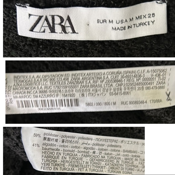 Zara Black Textured Pointelle Knit Double Tie Mini Dress / Tunic Sweater - M - Picture 15 of 16